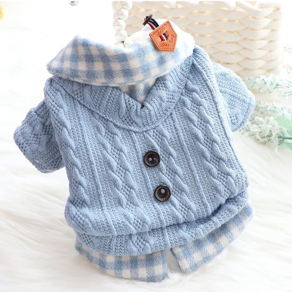 Black and Blue Dog Jacket puffer sweater Set - Picture 8 of 16